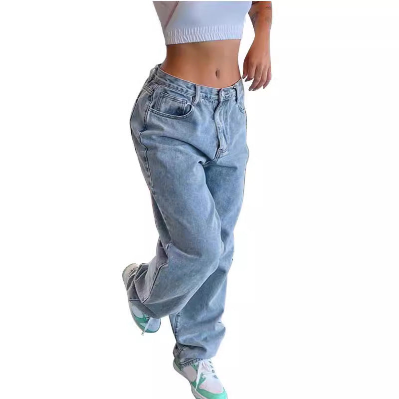 Casual Retro Loose Denim Trousers
