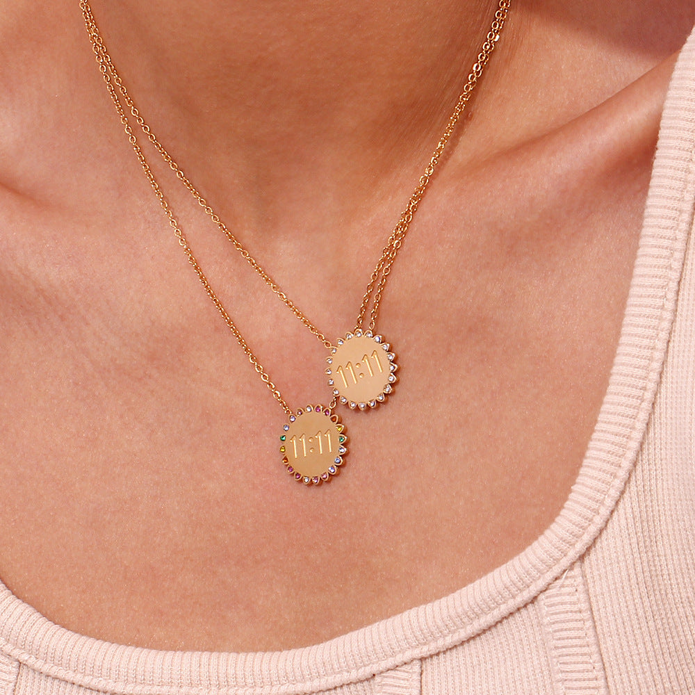 18K Gold Micro Inlay Rhinestone Pendant