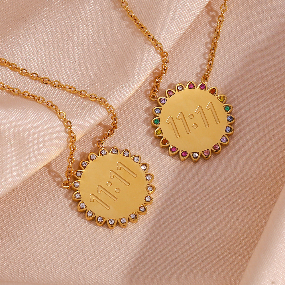 18K Gold Micro Inlay Rhinestone Pendant