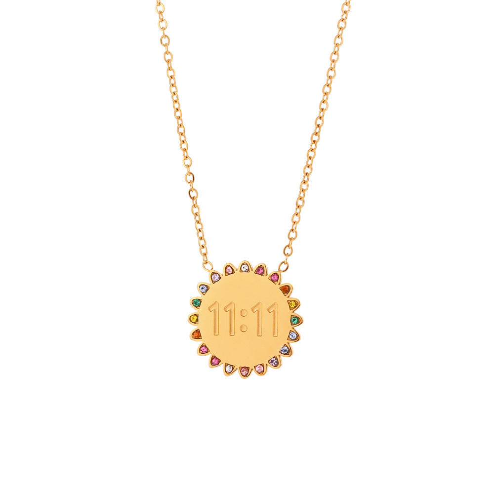 18K Gold Micro Inlay Rhinestone Pendant